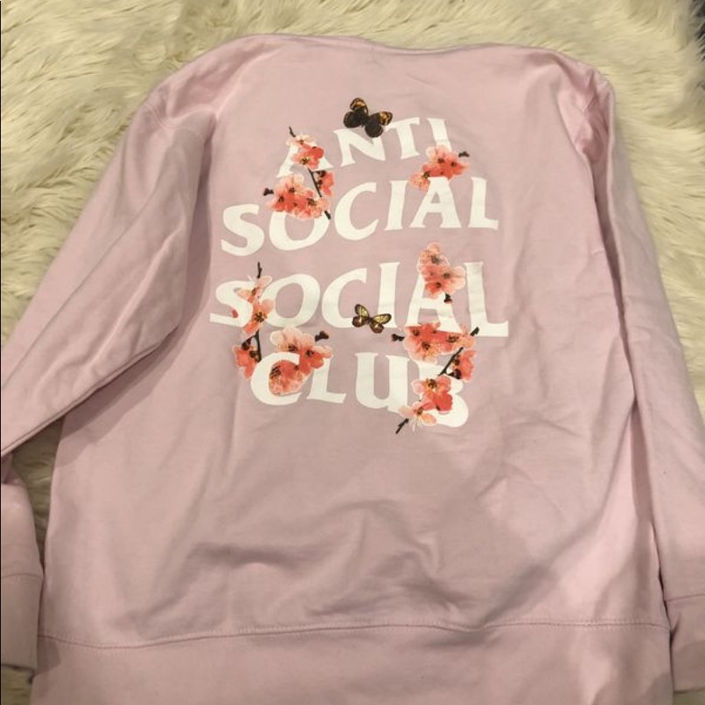 Anti social social club pink sakura hoodie size m